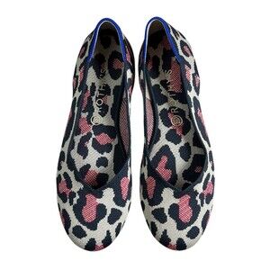 Rothy Lite Washable Red Cat Blue Halo Animal Print The Flat Shoes Size 11.5